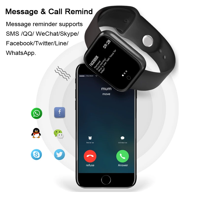 P70 Smartwatch Ip68 Водонепроницаемый спортивные сердечного ритма крови наручные часы с