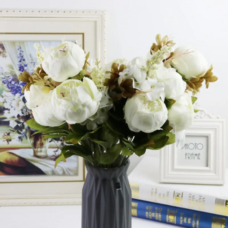 Имитация пиона букет искусственных цветов для дома украшение свадебного стола