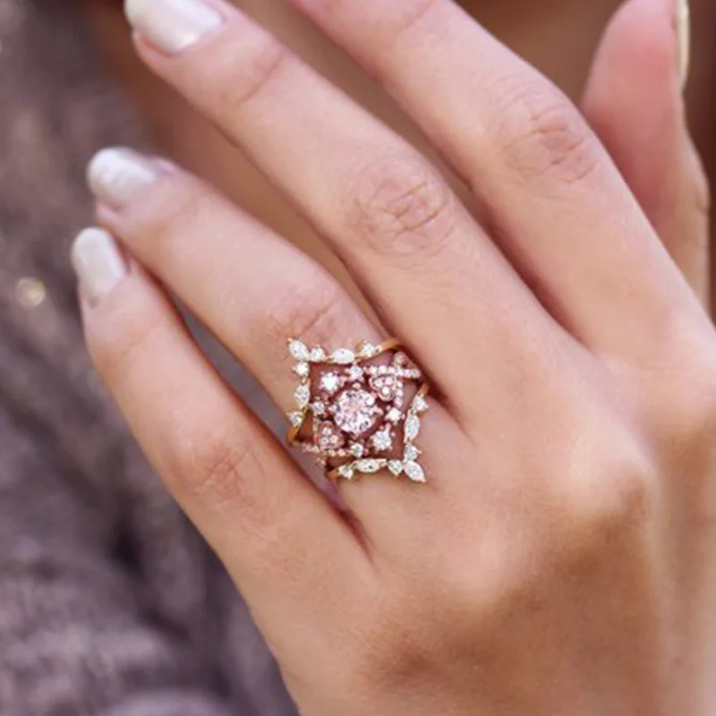 Из розового золота обручальные кольца кольцо с кубическим цирконием для Для