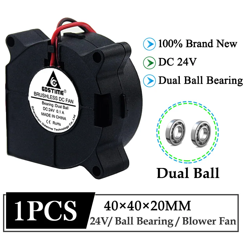 1 Piece Gdstime DC 24V 40mm 40x40x20mm Dual Ball Genius Arti