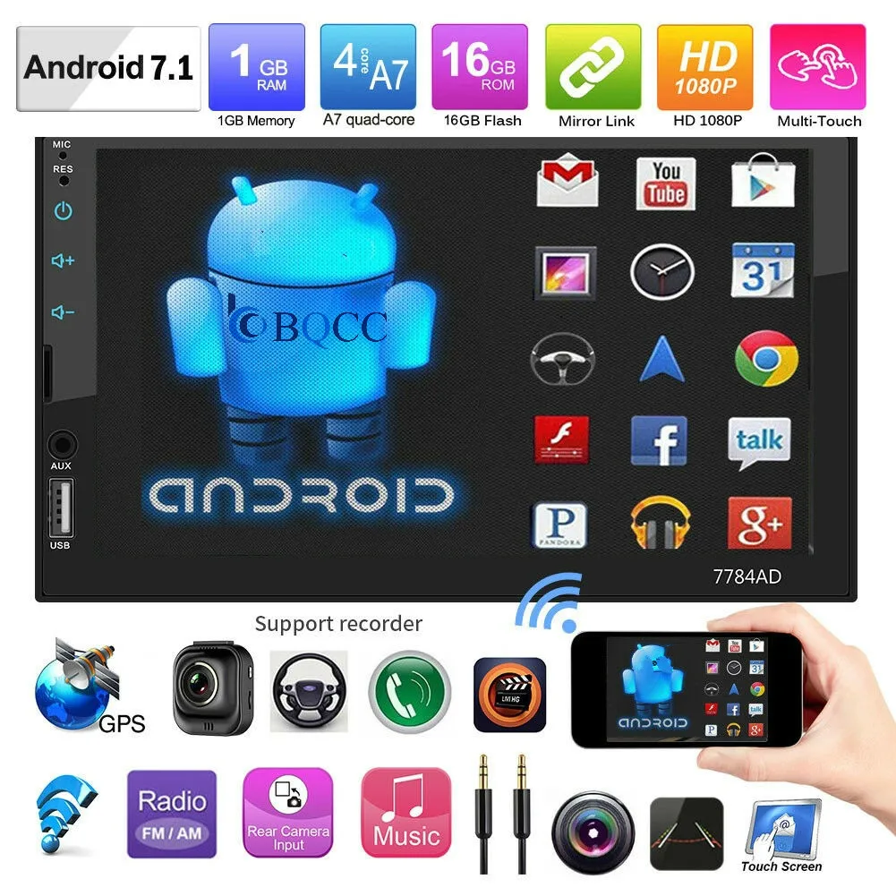 Авторадио 7 &quot2Din Android 1 MP5 плеер GPS Navi FM AM радио BT4.0 карта + камера|Автомобильные