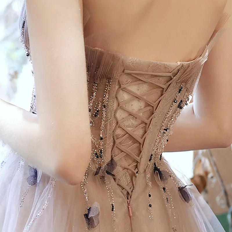 

LAMYA Princess Elegant Evening Dresses Luxious Beads Fashionable Prom Gown Strapless Plus Size Illusion Robe De Soiree