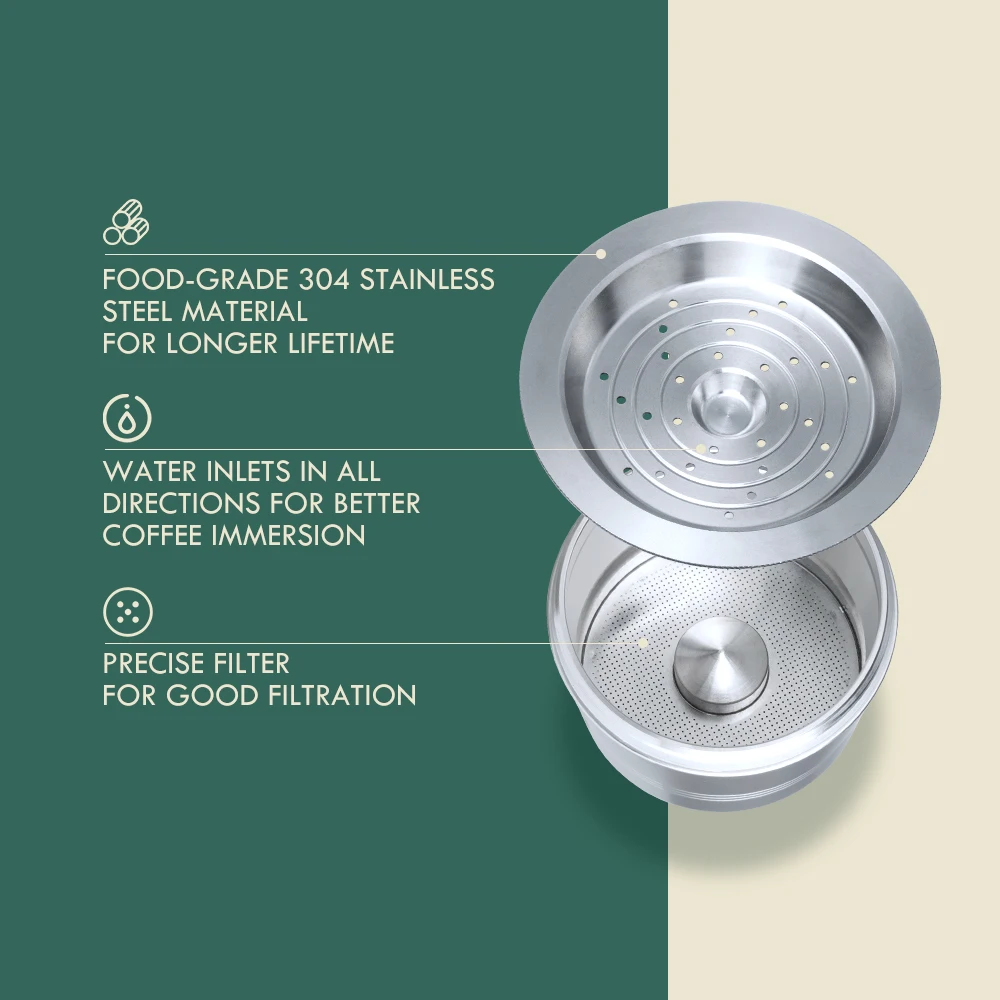 Многоразовые многоразовые кофейные капсулы ICafilas из нержавеющей стали Cafissimo