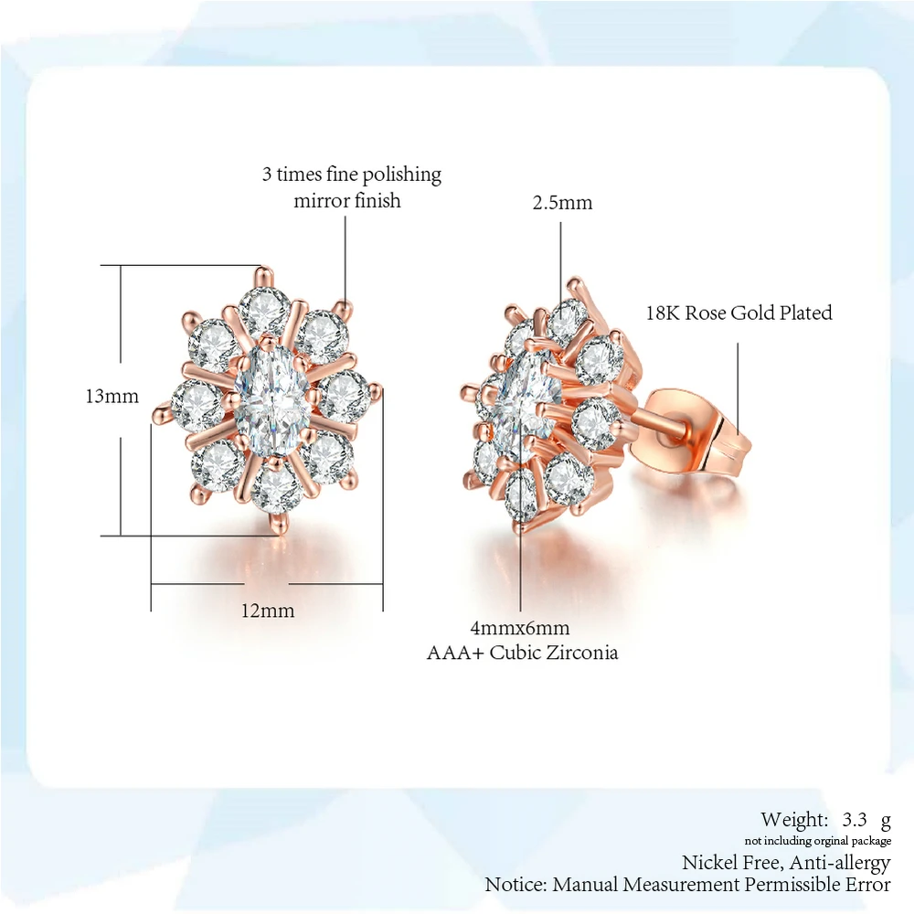 Серьги-гвоздики ZYE020 ZYE019 ZYE366 из настоящего австрийского хрусталя цвета розового