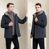full pelt luxury mink fur lined parkas men new hooded gray business casual real mink fur coat winter warm fur jackets