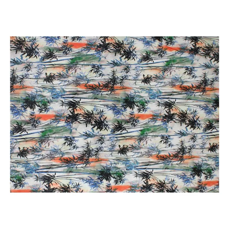 

Bamboo printed silk satin fabric crisp silk fabric for dress breathable chinese silk fabric wholesale silk cloth