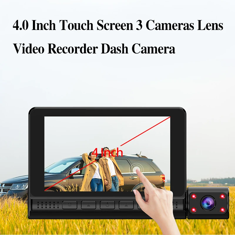 

LAMJAD DVR 4,0 дюймовый автомобильный Регистратор 1080P FHD видеорегистратор с ночным видением Автомобильные видеорегистраторы с 3 объективами Авто...