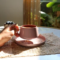 pink minimalist coffee cup set afternoon reusable porcelain tea coffee cup with saucer koffie kopjes breakfast utensils ei50bd