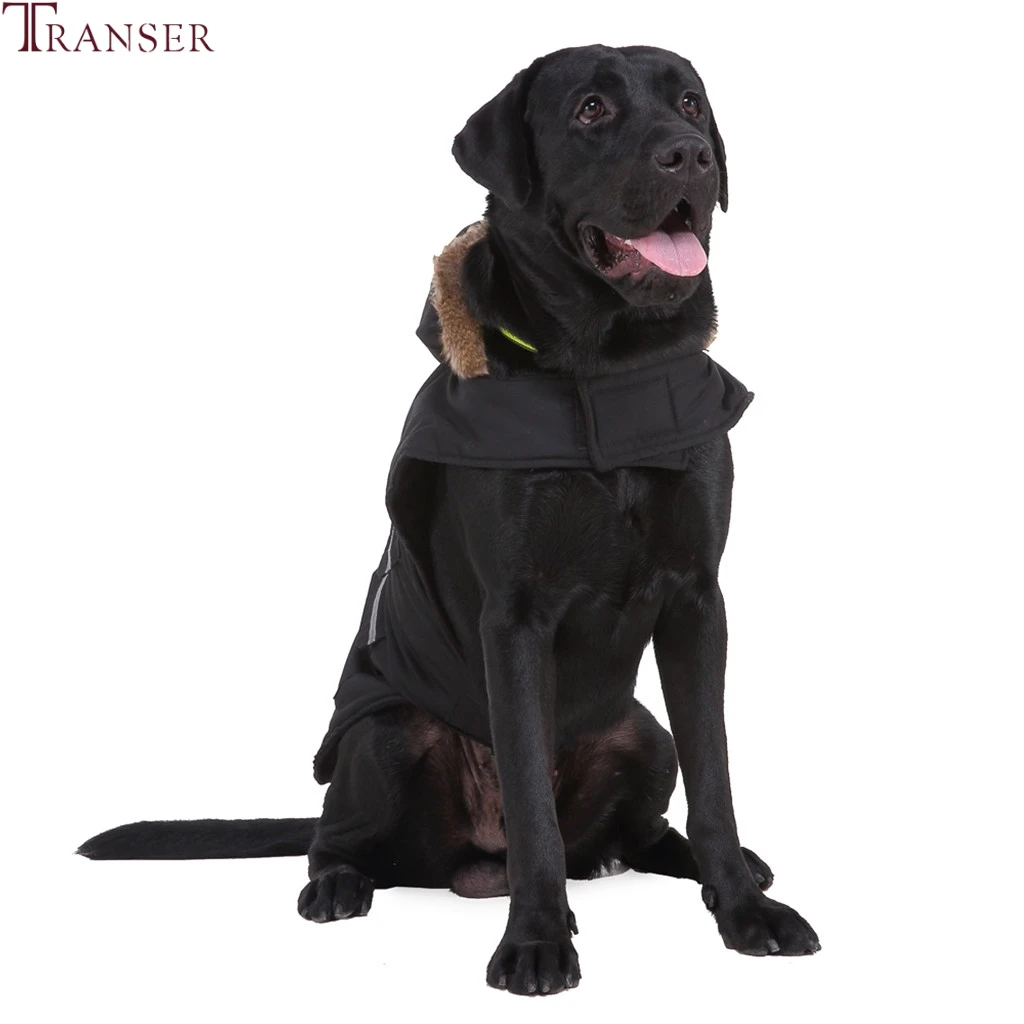 Transer Golden Retriver, Большие куртки для собак, искусственный мех, верхняя одежда с капюшоном, зимняя теплая одежда для собак, одежда для маленьких, средних и больших собак 9822