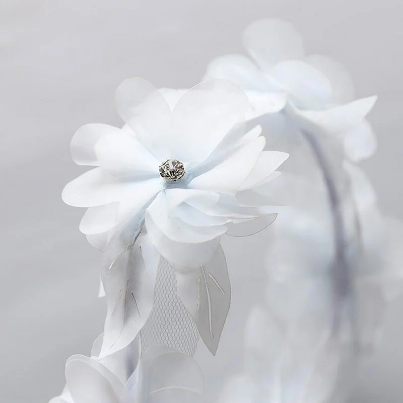 MeryYuer Fashion Princess Hairbands Exquisite Rhinestone Flower Wreath Long Lace Ribbon Headdress Kids Headwear Hair Accessories | Детская