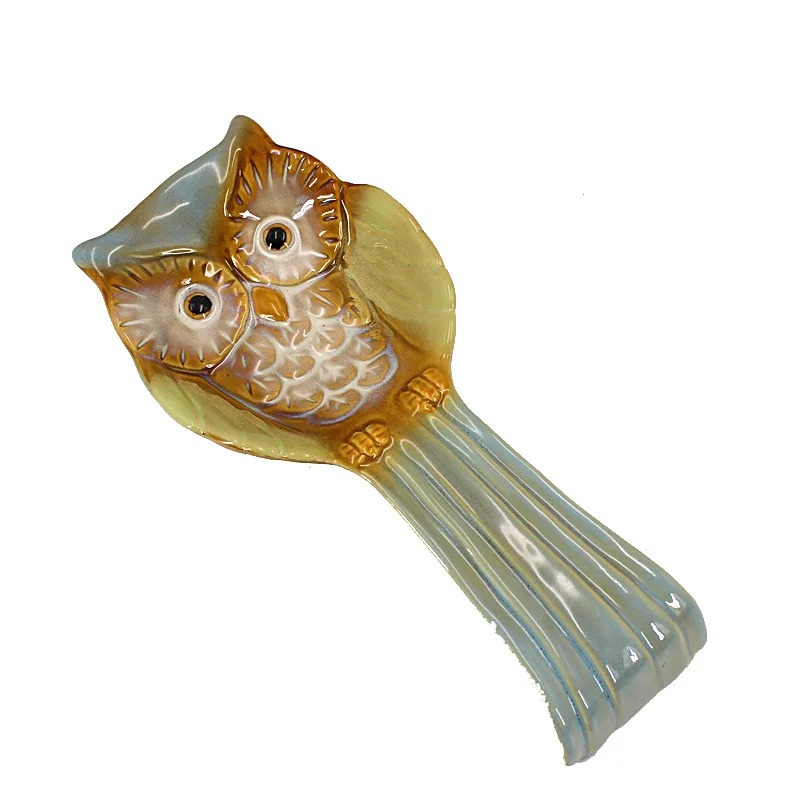 

European Creative Ceramic Crafts Owl Spoon Frame Hanging Plate Ornament Shovel Frame Relief Etching Pattern