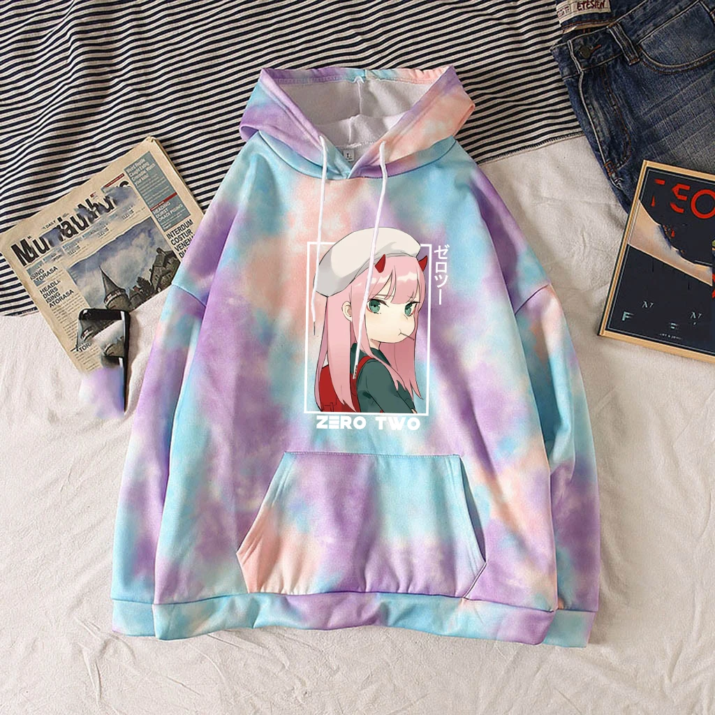 

Harajuku DARLING в FRANXX забавные ноль два толстовки Повседневная Женская толстовка Творческий галстук-краситель для костюмированной вечеринки Кос...