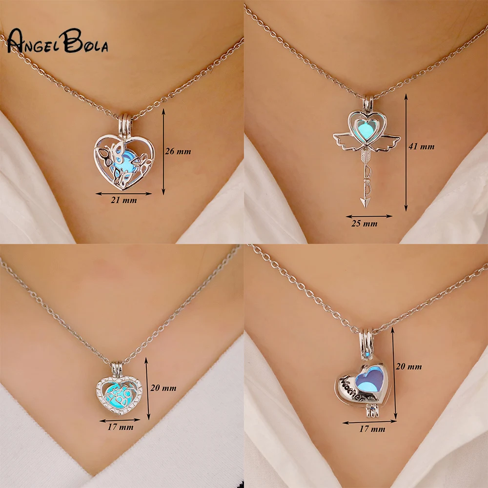 Angel Bola сердце с крыльями кулон желаний из нержавеющей стали для украшений ручной