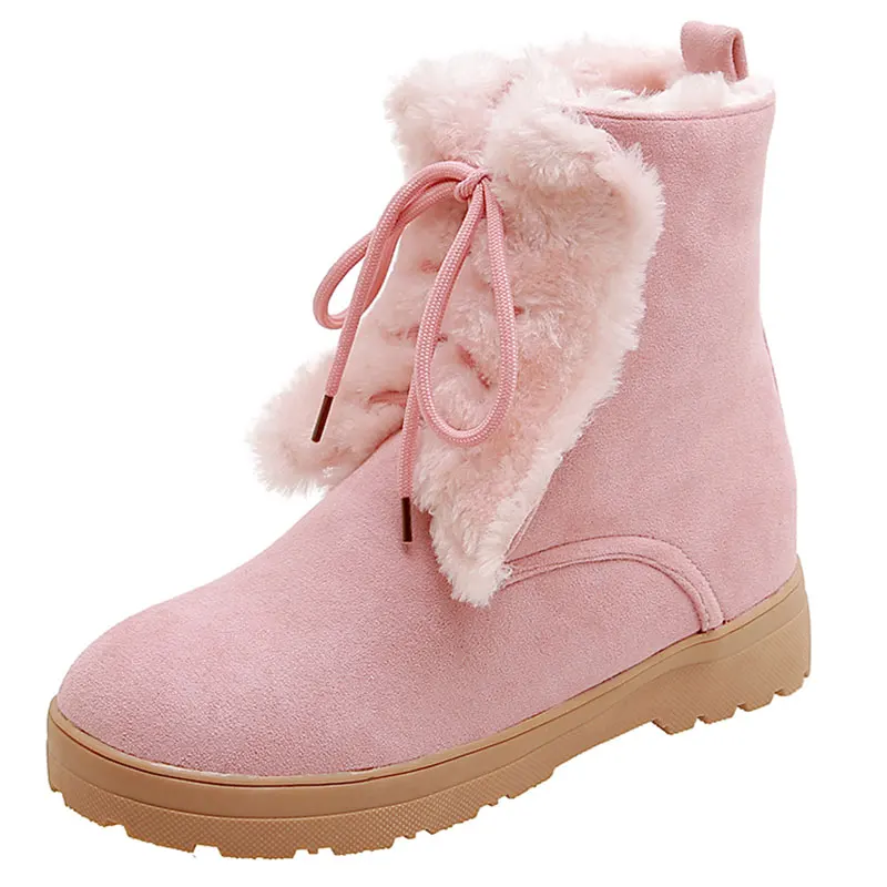 Женские ботинки Lasyarrow теплые меховые ботильоны для женщин зимние женская обувь