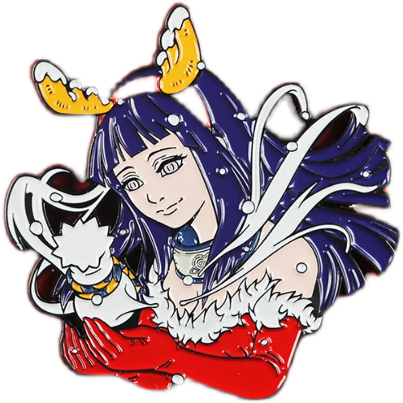 

NARUTO Action Figure Hyuga Hinata Merry Christmas 2020 Limited Fashion Creative Badge Brooch Schoolbag Anime Accessories Toys
