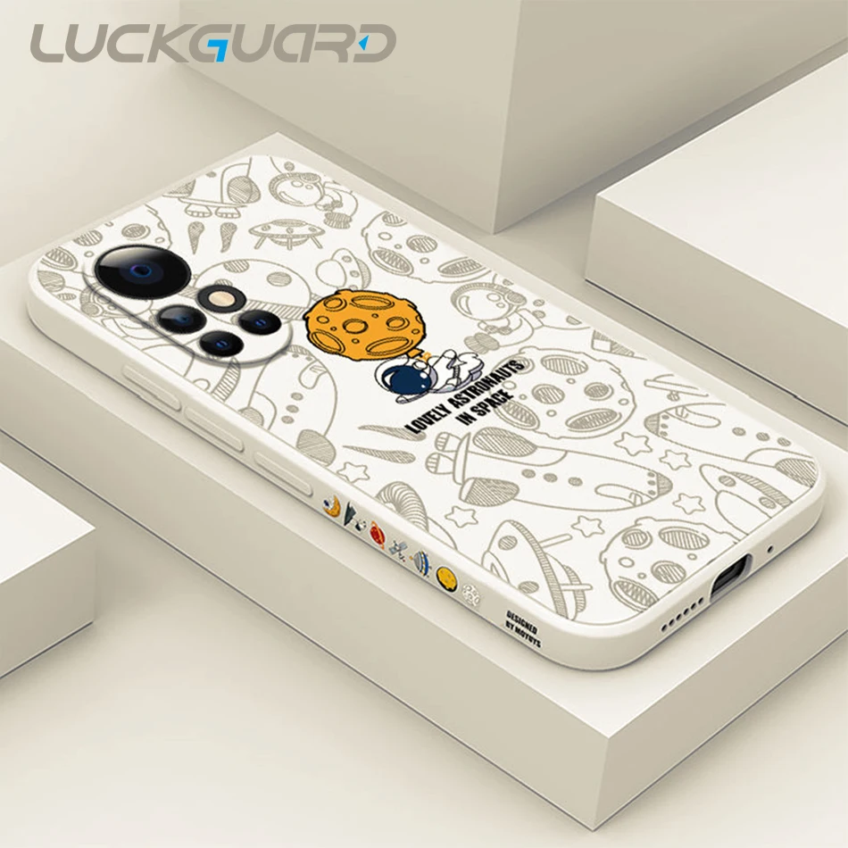 Квадратный бампер силиконовый милый чехол для телефона с астронавтом Huawei P20 P30 P40