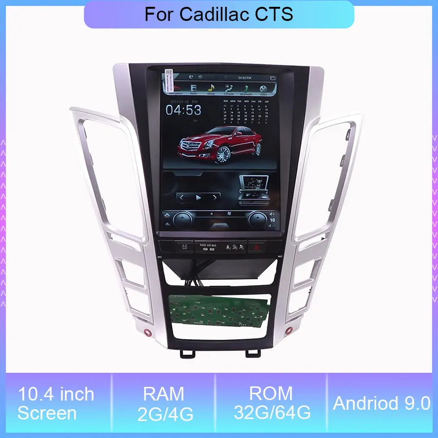 

Автомобильный радиоплеер Tesla Screen 10,4 ''Andriod 9,0 для Cadillac CTS, стерео, GPS-навигация, мультимедийная магнитола