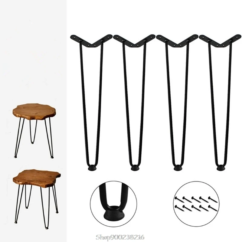 

4 Pack 8" Black Furniture Legs Cabinet Cupboard Metal Table Feet Heavy Duty 2 Rod Hairpin Table Leg DIY Desk O01 20 Dropship