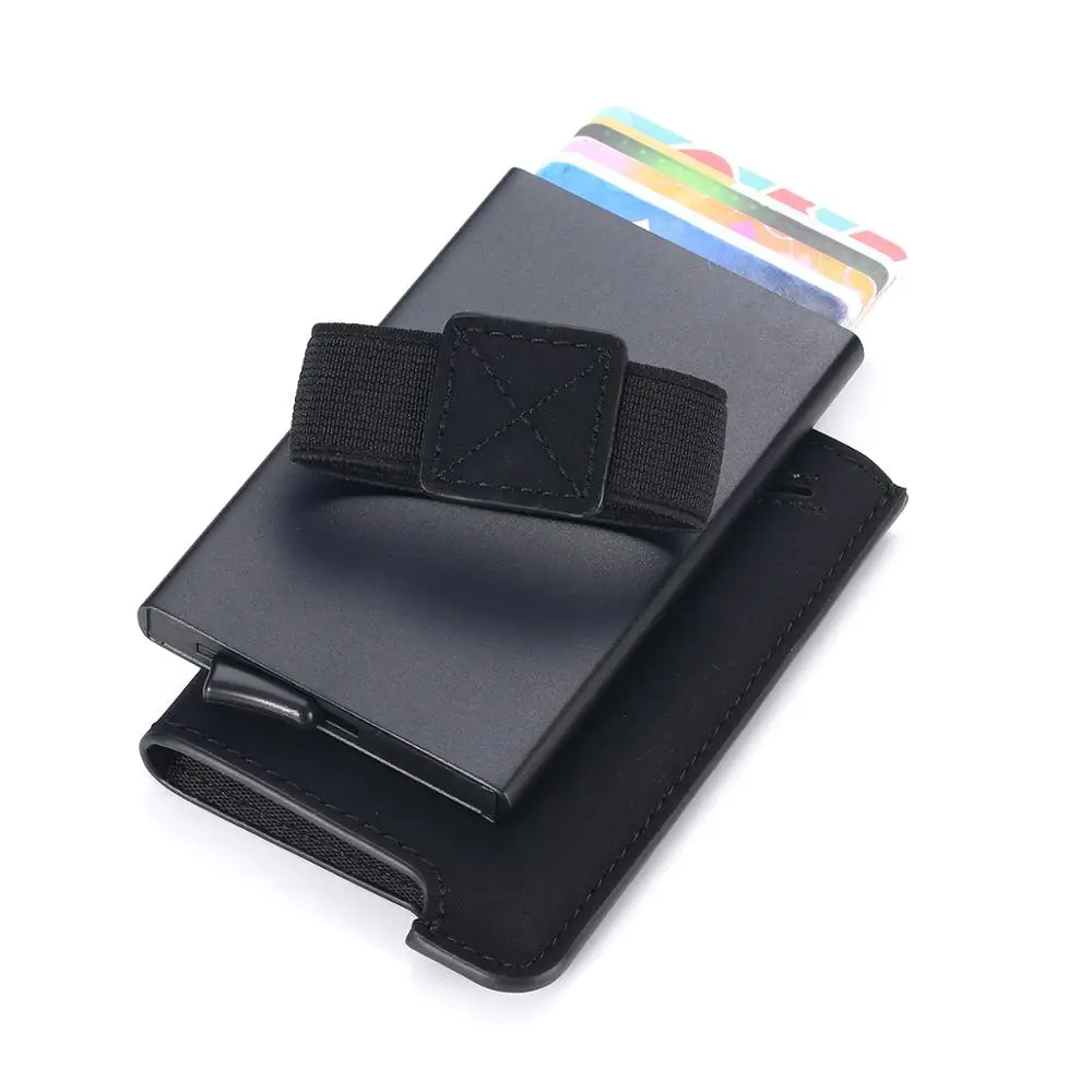 Rfid мужской держатель для карт, мужской кошелек, Ретро стиль, короткий кошелек,, тонкие кожаные кошельки, мини тонкий держатель для карт, кошелек для мужчин и женщин - Цвет: black