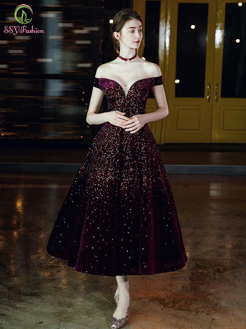 Женское коктейльное платье SSYFashion Роскошное винтажное элегантное бордового