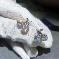 2022 new 925 sterling silver bicycle shape zircon earrings fashion jewelry can be used as a gift party accessory for girlfriend
