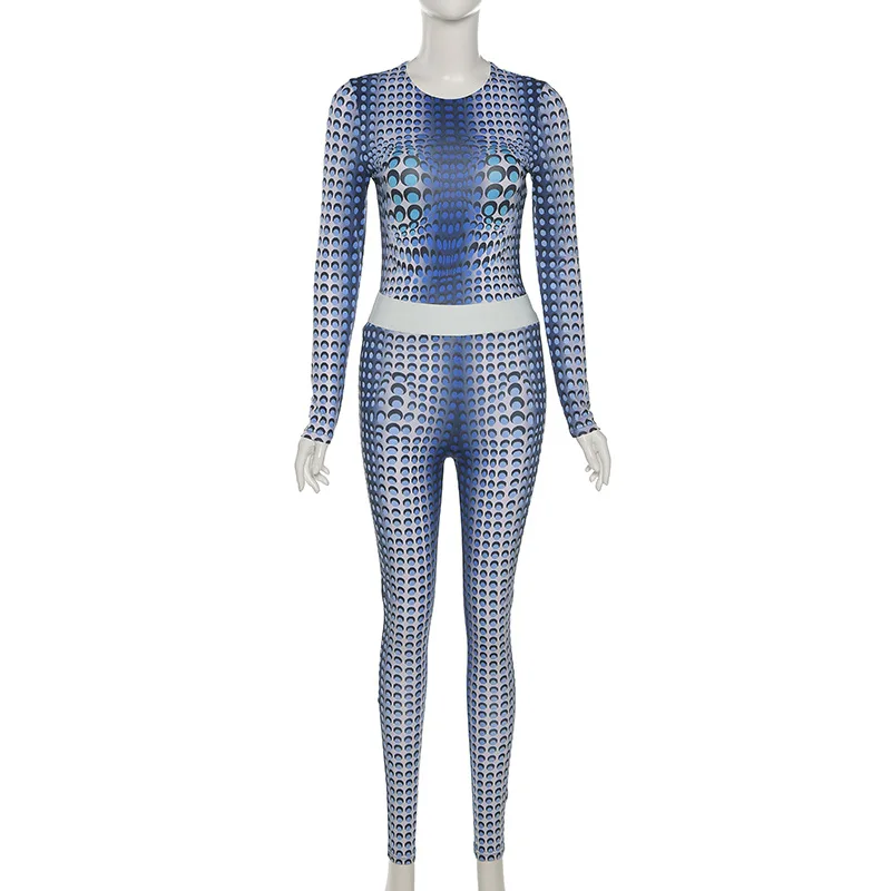 

Skennyee Skennyee 2021 Women Matching Suit Workout Bodycon Sport Gym Athletic Stretchy Feminine Long Tight Summer Print Pant Set