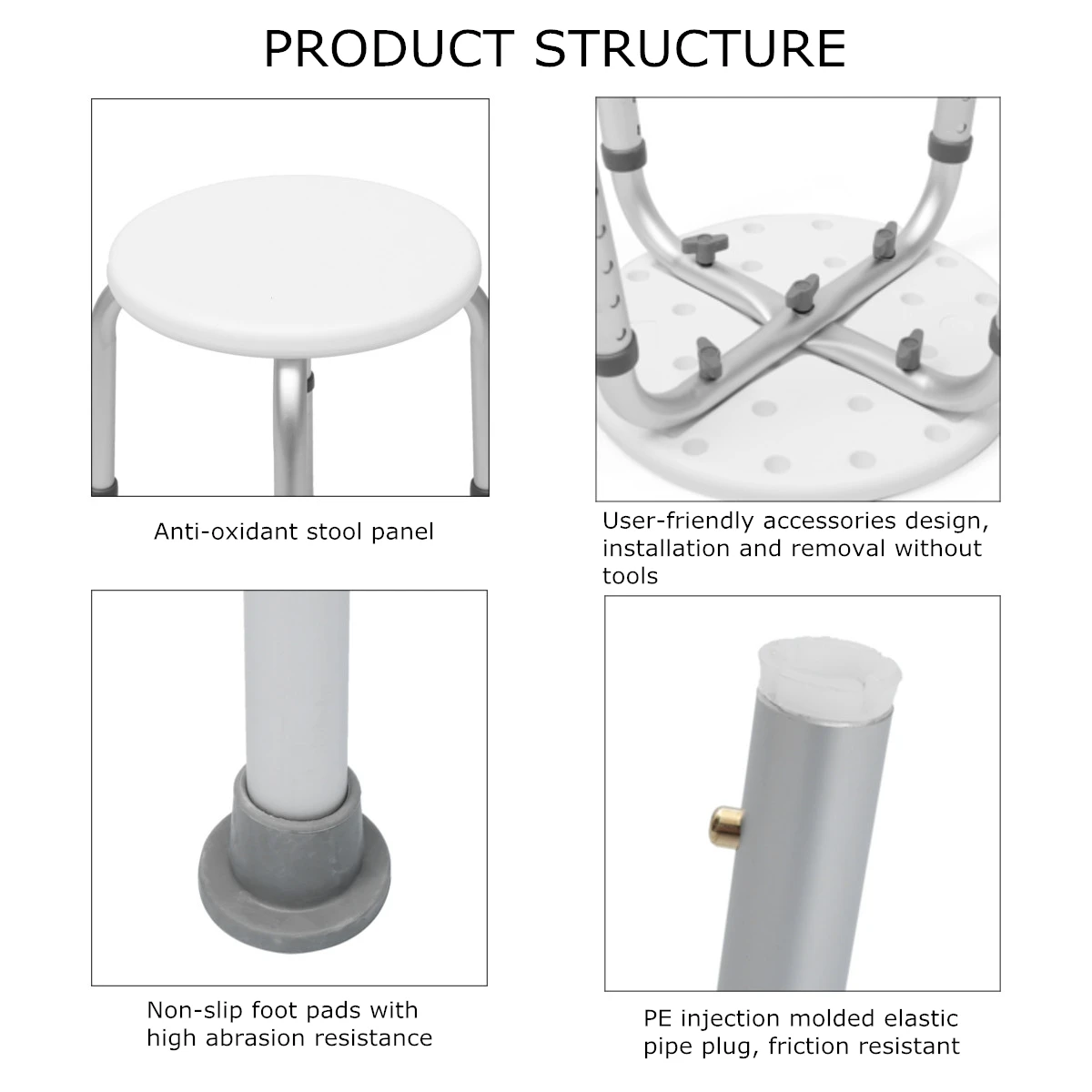 Нескользящий стульчик для ванны и душа скамья стул сиденье пожилых людей 36-51 см