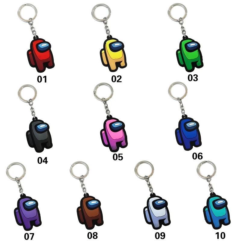 

1PC Hot Games Among Us Series Keychain PVC Soft Colourful Keychains for Car Keys Decoration Bag Pendants Accessories Gift