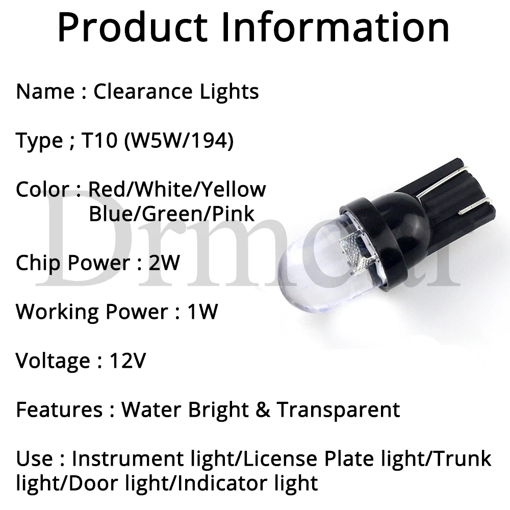 Белый красные, синие Зеленый Желтый RGB T10 W5W 168 194 501 1smd автомобильный клиновидный светильник сторона приборной панели автомобиля номерной знак лампа багажника лампы AC/DC 12V