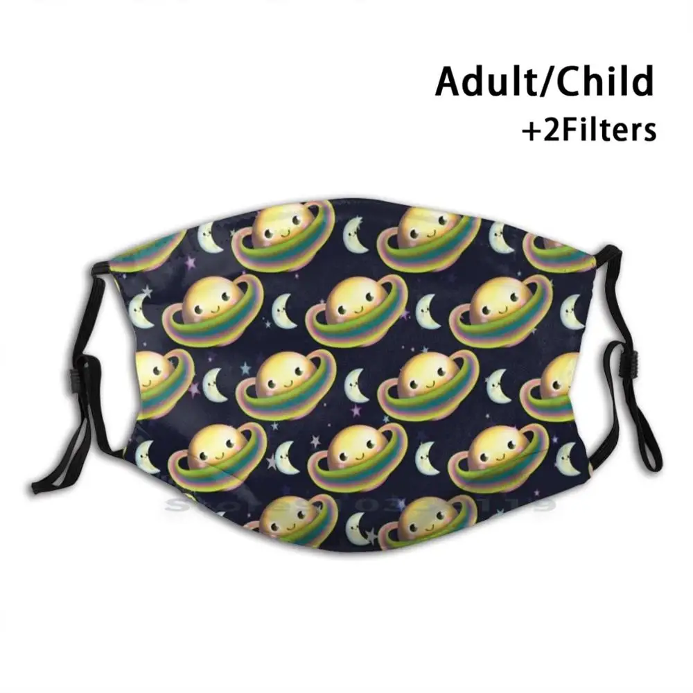 

Planet And Moon Kawaii Design Adult Kids Washable Funny Face Mask With Filter Planet Kawaii Stars Space Moon Galaxy Cute