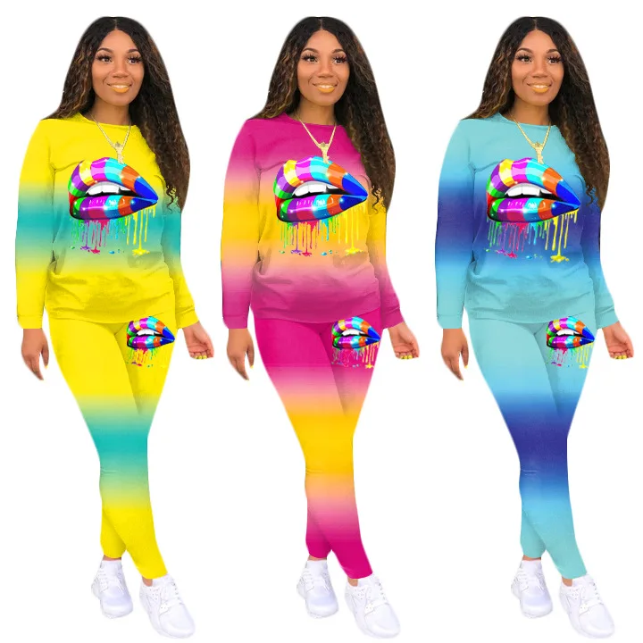 Комплект из двух предметов Комплекты для женщин Спортивный костюм размера плюс