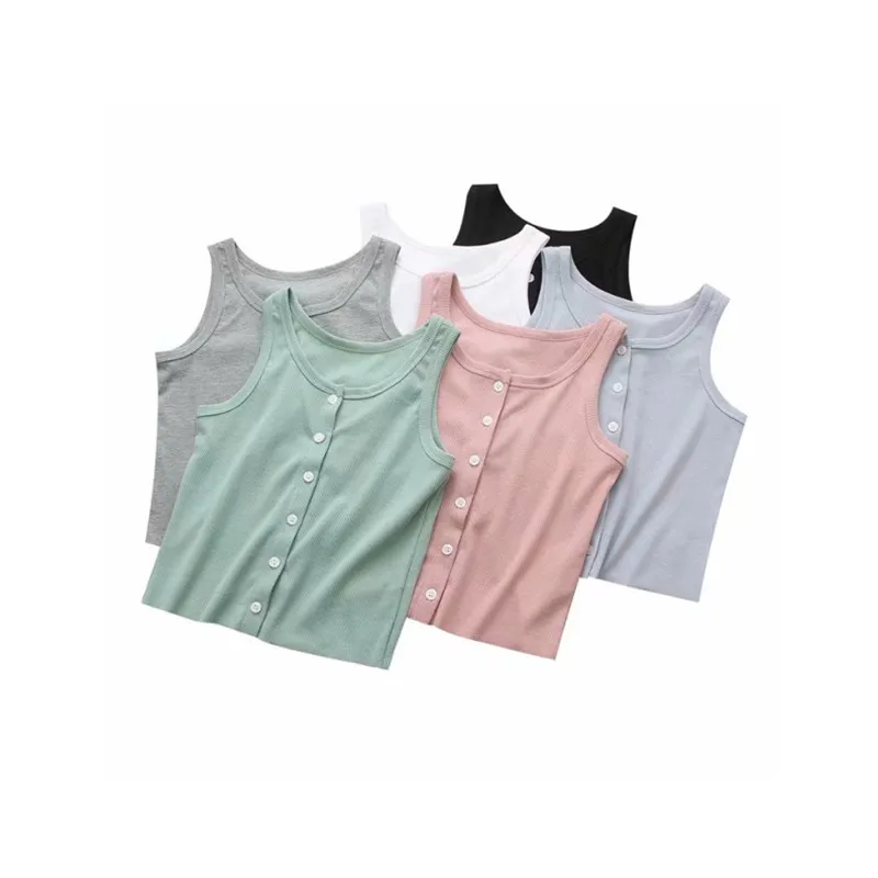 

Жилет женский короткий из мягкого хлопка с круглым вырезом, модный приталенный однотонный топ в стиле High Street, лето 2022