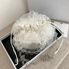 Элегантные сетчатые плетеные сумки через плечо, шелковые атласные женские сумки с цепочкой и бусинами