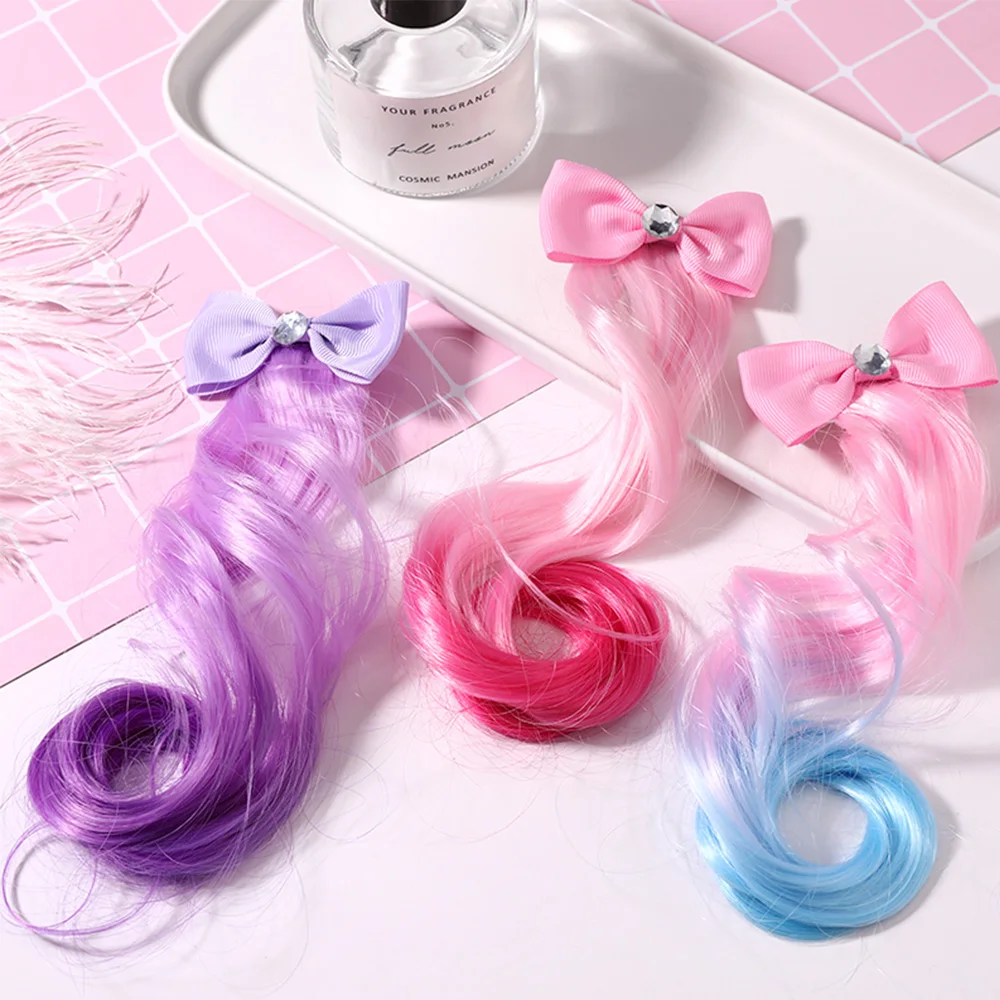 Аксессуары для волос разноцветные заколки с бантом девочек радужные блестящие