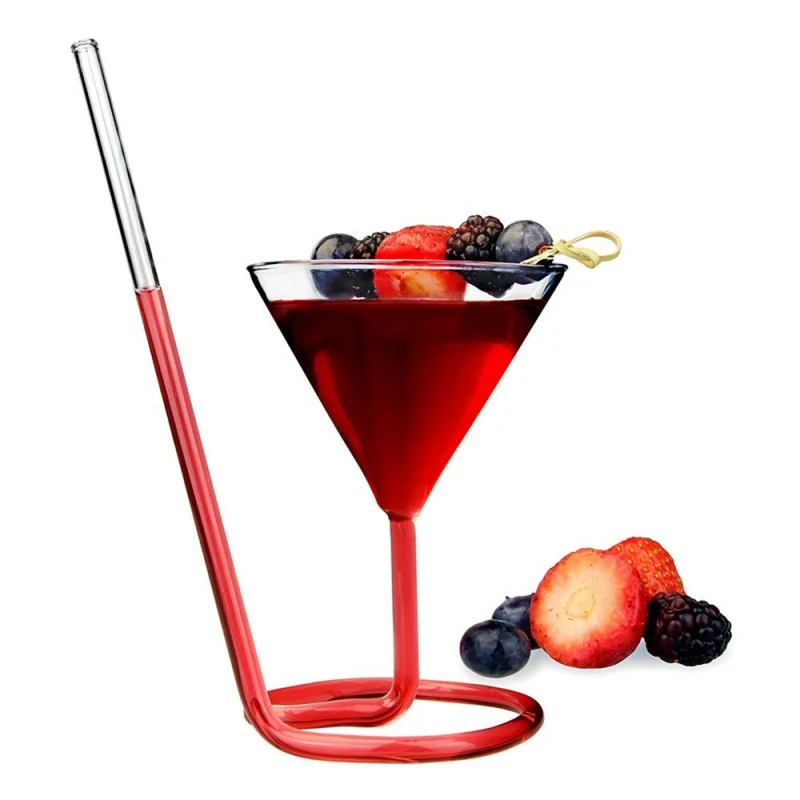 

ZL 120ML Spiral Wine Cocktail Glasses Cup Long Straw Champagne Flutes Wedding Party Goblet Drinkware Bar Juice Cups