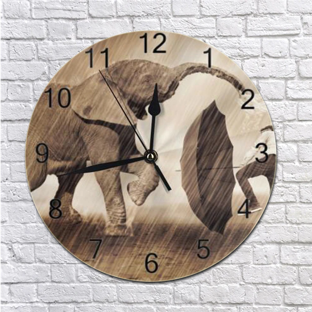 

10inch Round Wall Clock Elephant Numeral Digital Dial Mute Silent non-ticking electronic wall clock Battery Operated Table Clock