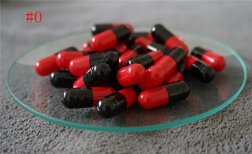 

0# 1000/2000/10000pcs 0 size Red+Black joined or separated capsules High quality hollow gelatin capsules empty capsules