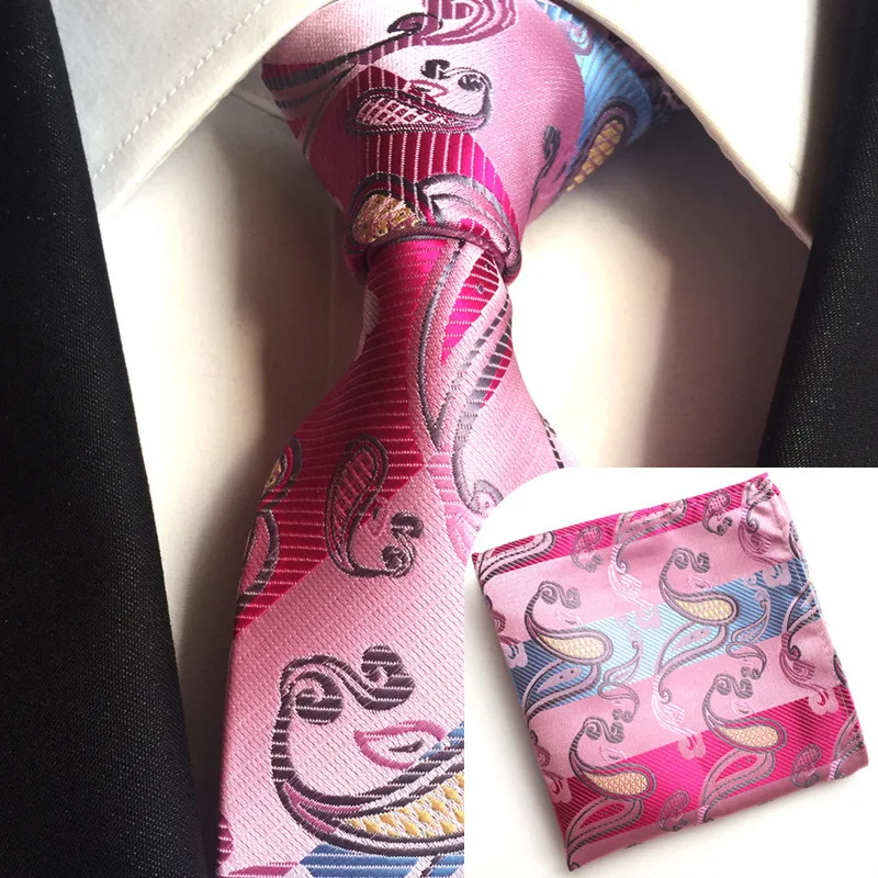 

Linbaiway Pocket Towel Tie Set for Men Fashion Necktie Handkerchief Men's Classic Striped Neck Tie for Wedding Custom Logo
