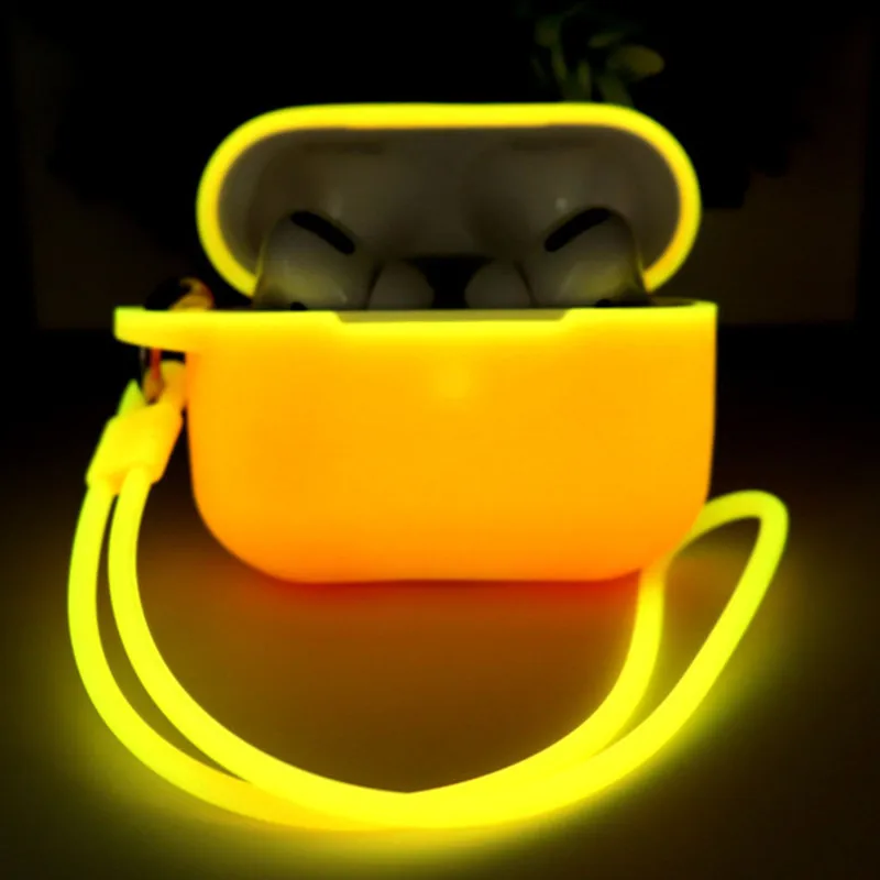 

Чехол для Apple Airpods Pro, силиконовый, противоударный, флуоресцентный, светящийся