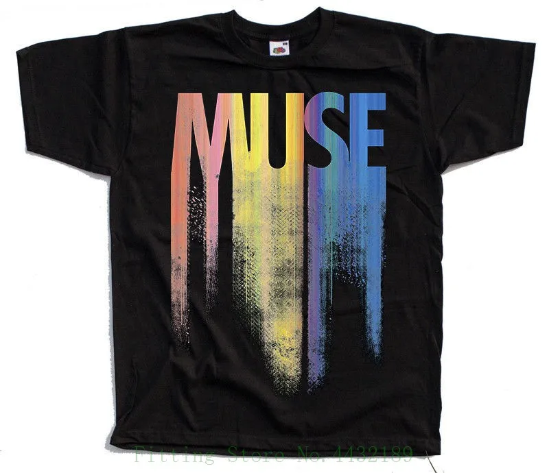 Muse V1 Matthew Bellamy рок группы логотип Футболка (черный) S 5xl с принтом Мужская Летняя| |