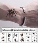 3D наклейки для временных татуировок со скорпионом, пауком, для Хэллоуина, искусственные татуировки, боди-арт, татуировки, шутки, временные татуировки TSLM1