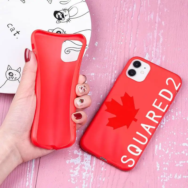 

Maple Leaf DSQUARED2 DSQ2 ICON Phone Case For Iphone 6 6s 7 8 Plus XR X XS XSmax 11 12 Pro Mini Max Candy Red Silicone Cover