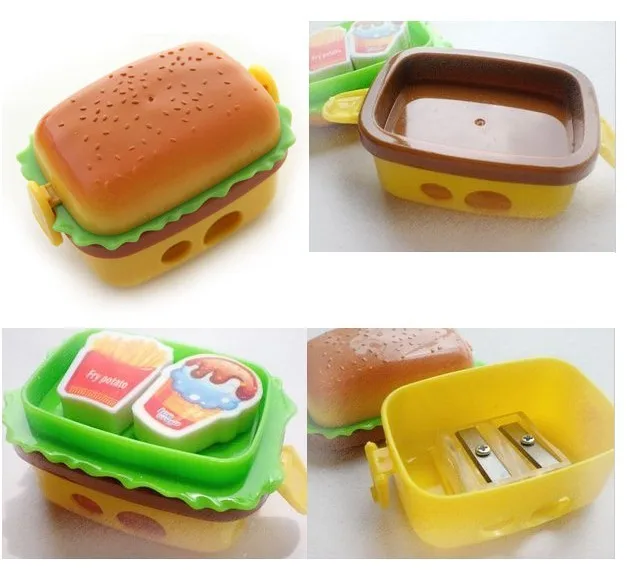 Креативный дизайн 2 отверстия гамбургер Форма точилка для карандашей с двумя