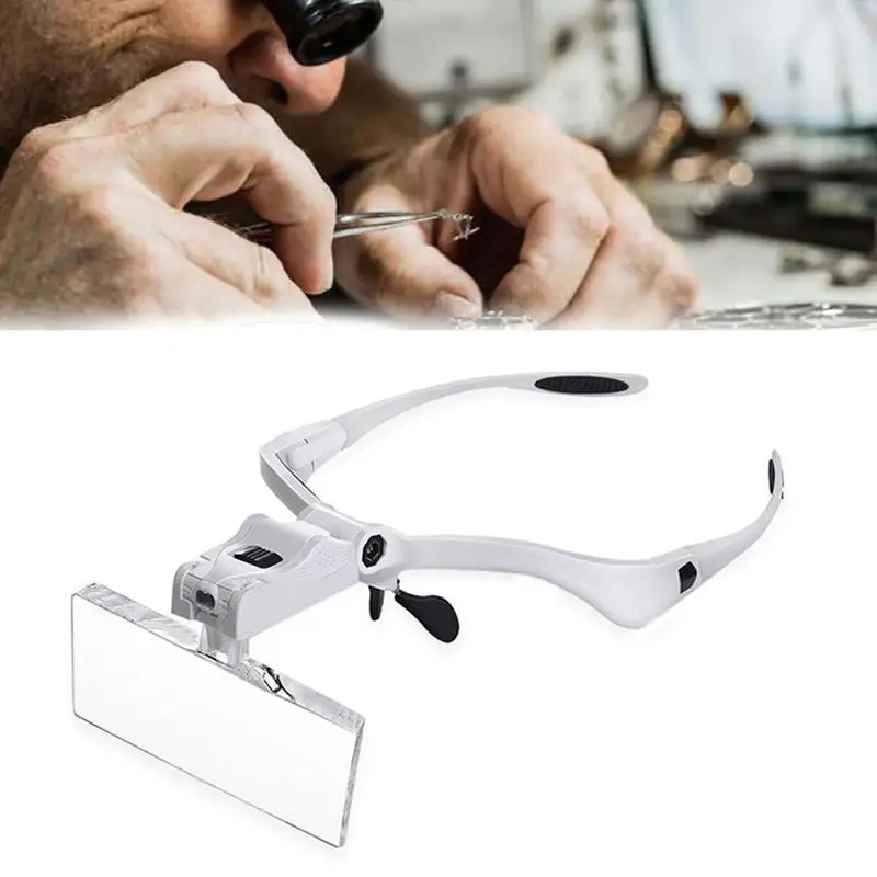 Очки для чтения с креплением на голову двойная Светодиодный лампа