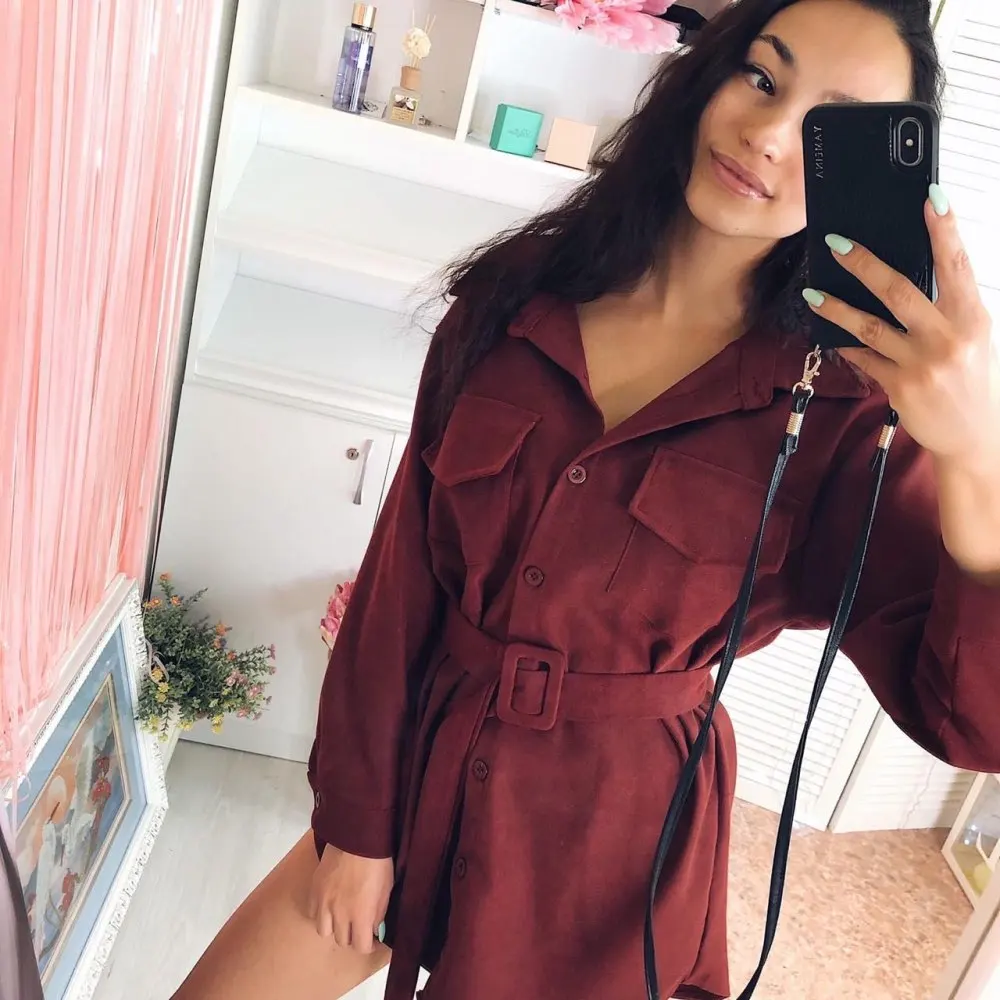 Женская Вельветовая рубашка осень зима новая с отложным воротником и длинным