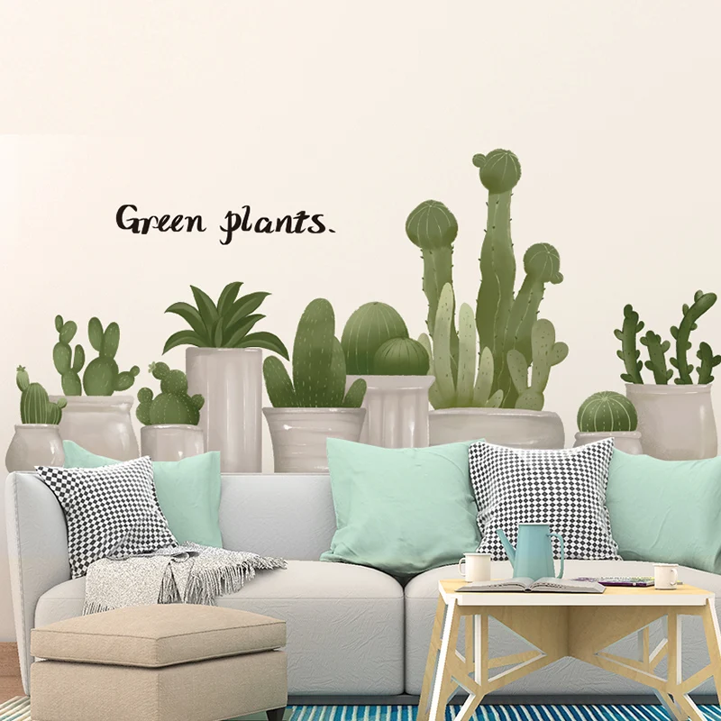 

Креативные настенные наклейки Обеденная кухонные переводные наклейки Гостиная украшения Водонепроницаемый Спальня зеленых растений окай...