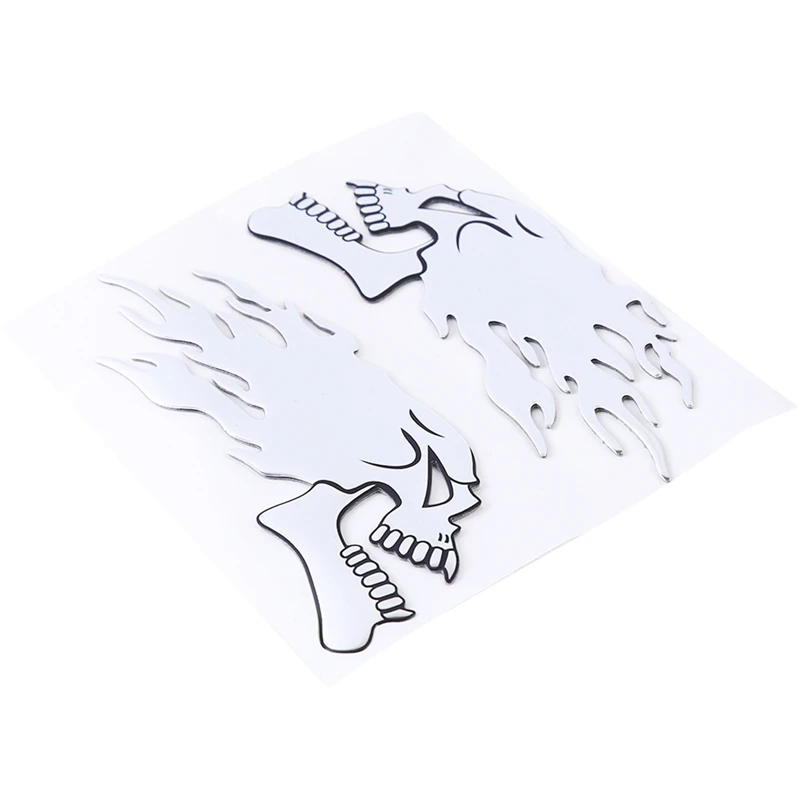 2 шт./пара 3D Серебро Хром Призрак череп голова Авто Мото Стикеры стайлинга