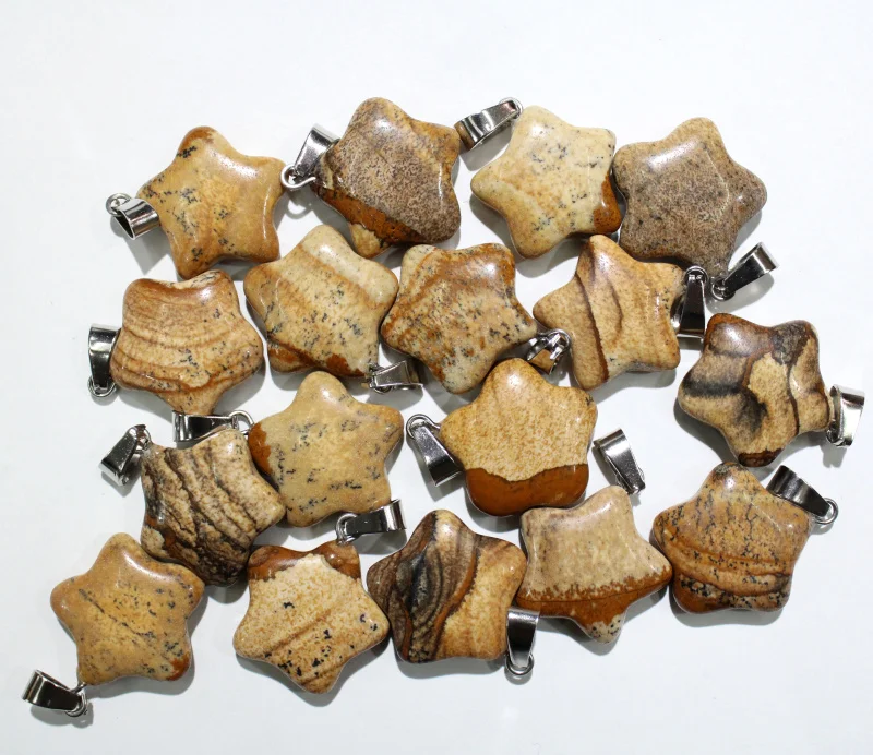 Оптовая продажа 24 шт. подвеска из натурального камня авантюрин пентаграмма