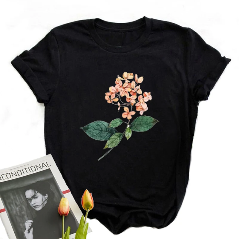 

Design Qute Vintage Short Sleeve Tees Individual Printing Flowers Nature Woman Fashion T-Shirts Women Given Anime T-Shirts 2021