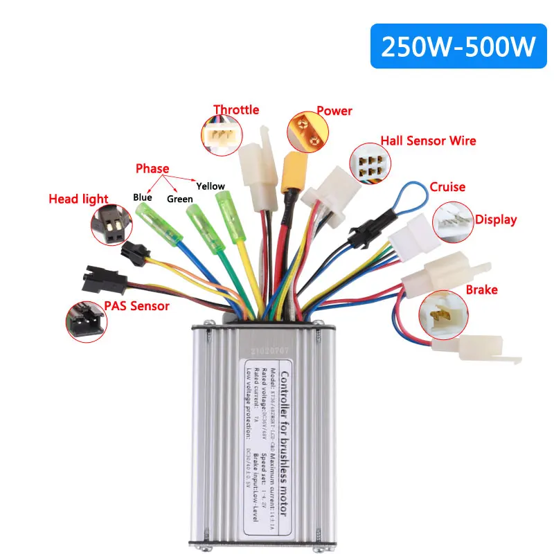 Electric Bike Controller 36V 48V KT Controller Dual Mode Sinewave 250W 350W 500W 750W 1000W 1500W Ebike Sensorless Controller